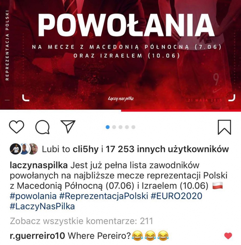 Roger Guerreiro KOMENTUJE powołania do reprezentacji Polski na Instagramie :D